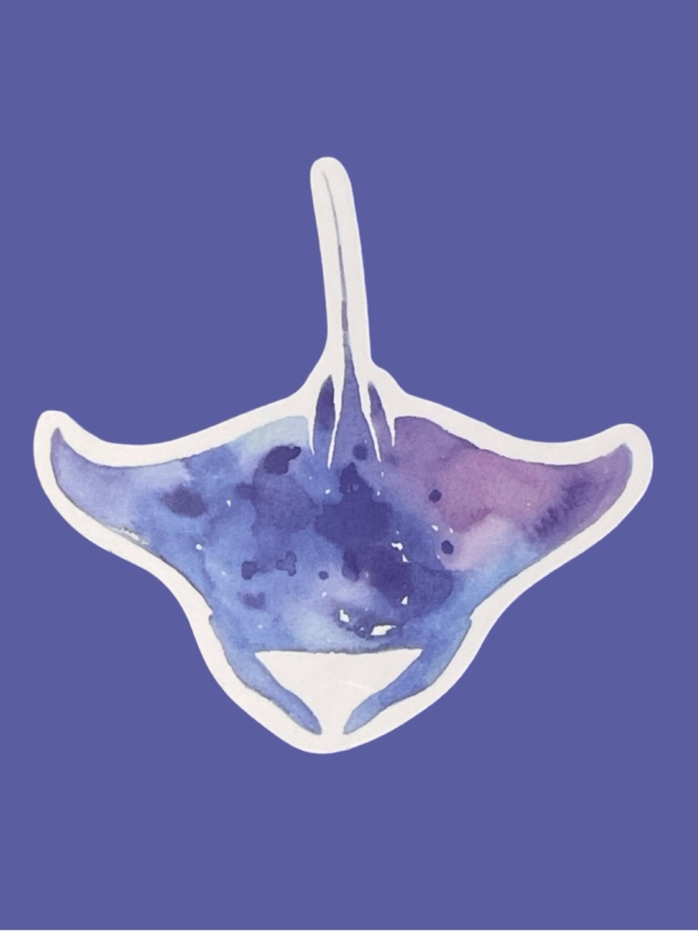 Purple Watercolor Manta Ray Sticker